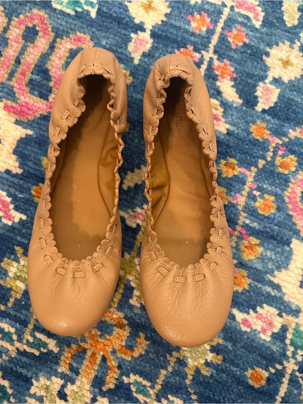 See by Chloe Jane Leather Ballet Flats in Tan - Classic Women's Slip-On